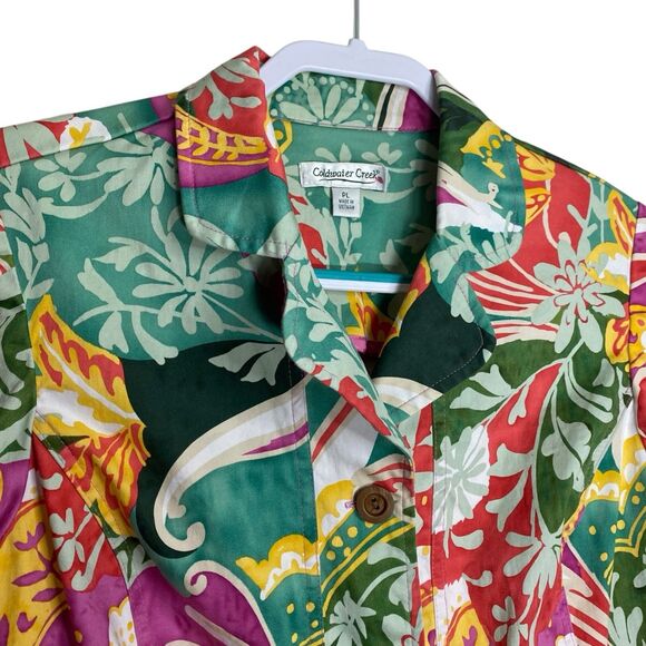 Coldwater Creek Jacket Womens L Petite Floral Artsy Y2K Vibrant Blazer Pockets - Picture 10 of 16